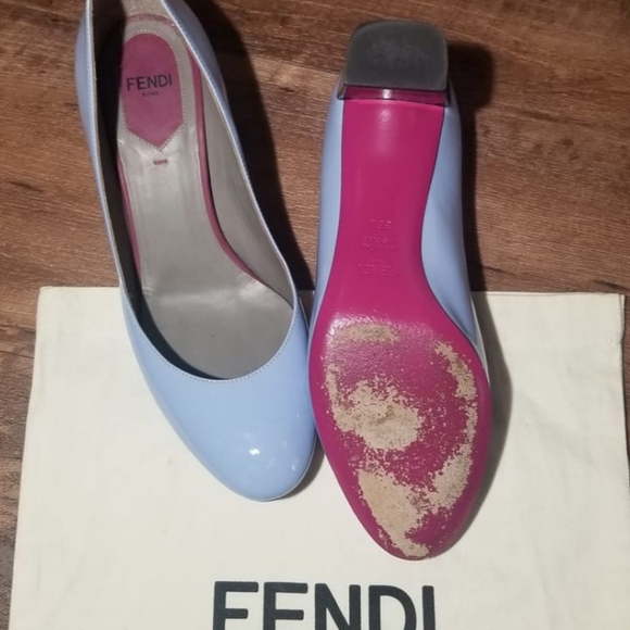 Fendi Blue/Plum Patent Colorblock Pump, sz 36.5 - Picture 3 of 9